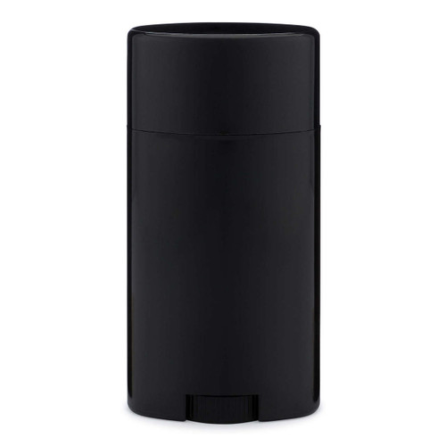 2.65 oz Black PP Plastic Deodorant Stick with Black Flat Top Cap