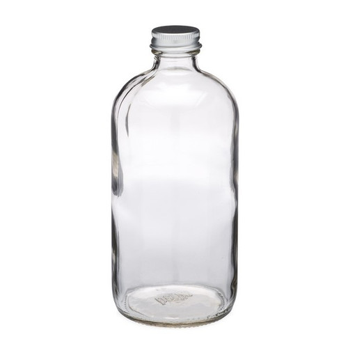 16 oz Clear Glass Boston Round Bottles (Aluminum Cap) - BC16METAL