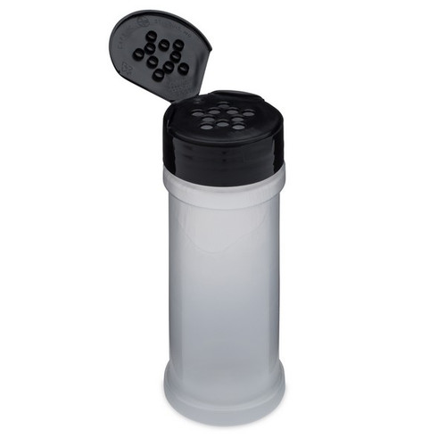 6 oz Natural PP Plastic Spice Jars (Black Flip & Sift Cap) - 2302B38BLK