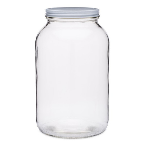 1 gal Clear Glass Jars (White Metal Cap) - CGALW-METAL