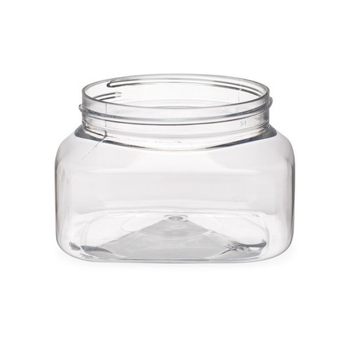 8 oz Clear PET Plastic Square Designer Jars (Cap Not Included) - 2846B05-BCLR 8 oz Clear PET Plastic Square Designer Jars (Cap Not Included) - 2846B05-BCLR