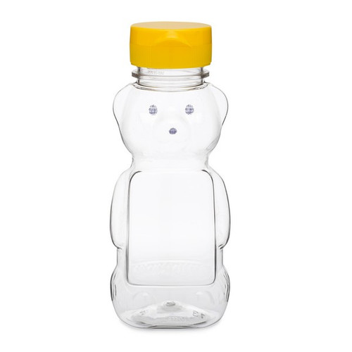 8 oz Clear PET Plastic Honey Bear Bottles (Flip-Top Cap) - 33512