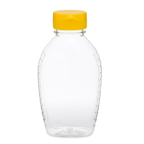 12 oz Clear PET Plastic Bee Hive Honey Bottles (Flip-Top Cap) - 33513