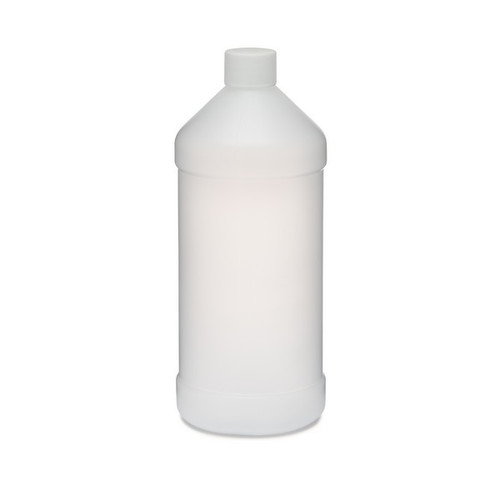 32 oz Natural HDPE Modern Round Bottles w/ Label Panel (White PP Cap) - 35031 32 oz Natural HDPE Modern Round Bottles w/ Label Panel (White PP Cap) - 35031