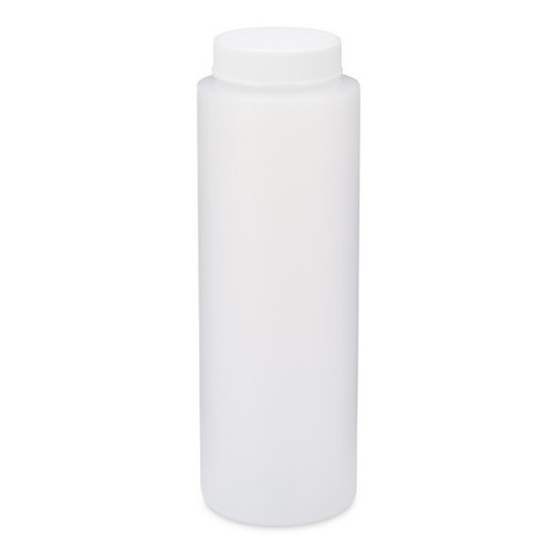 8 oz Natural HDPE Plastic Cylinder Bottles with white cap - 3560B15NAT