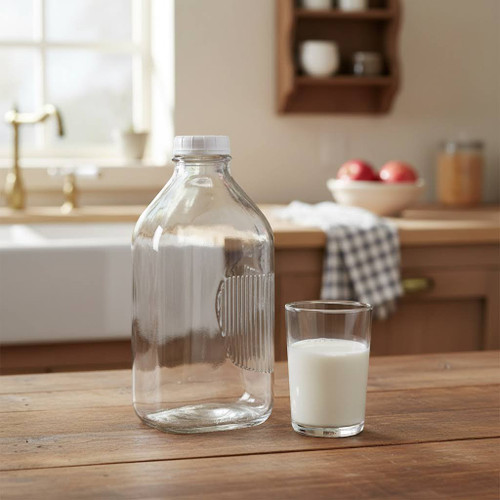 64 oz Clear Glass Milk Bottle