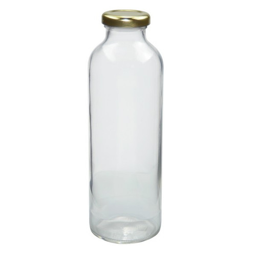 16 oz Clear Glass Juice Bottles (Gold Lug Cap) - 3802B03