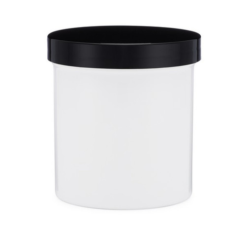 16 oz White PP Singlewall Jar & Black Lid - DW16B