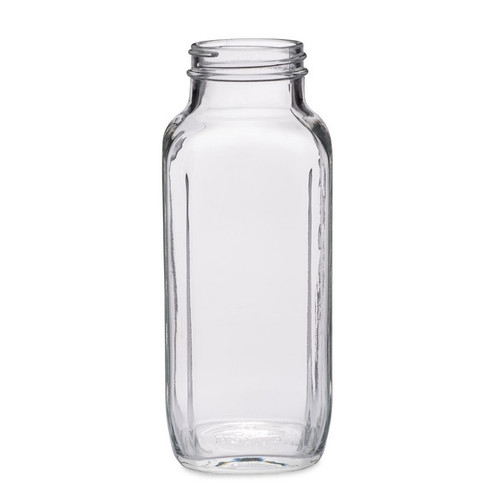 16 oz Clear Glass French Square Bottles (Cap Not Included) - 4225B11-B
