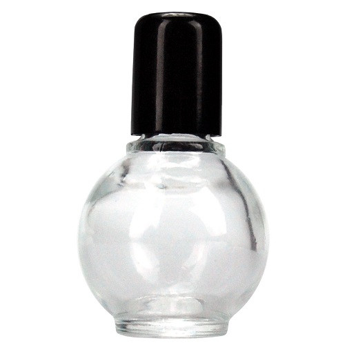 0.5 oz Clear Glass Bulb Bottles (Black Urea Cap) - 9887B07