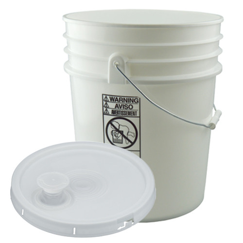3.5 Gallon Yellow White High Density Plastic Bucket with Pour Spout Lid 4 Buckets 