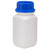 8.5 oz White HDPE Plastic Kautex Wide Mouth UN-Rated Leakproof Bottles (Blue Tamper Evident Cap) - 3211B25