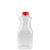 32 oz Clear PET Plastic Embossed Square Decanters (Red Tamper Evident Cap) - 3495B03