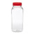 8 oz. Clear PET Plastic Square Beverage Bottles (Red Cap) - 37608 8 oz. Clear PET Plastic Square Beverage Bottles (Red Cap) - 37608