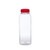 12 oz Clear PET Plastic Arched Square Beverage Bottles (Red Screw Top Cap) - front view 12 oz Clear PET Plastic Arched Square Beverage Bottles (Red Screw Top Cap) - front view
