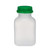 8 oz Natural Beveled Square HDPE Juice Bottle & Green Tamper Evident Lid - JUICE8G