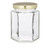 9 oz Clear Glass Hexagon Jars (Gold Metal Lug Cap) - 8022B47