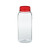 PET Plastic Arched Square Beverage Bottles with Red Tamper-Evident Cap PET Plastic Arched Square Beverage Bottles with Red Tamper-Evident Cap