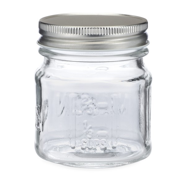 12oz Clear Glass General Purpose Jars (Black Metal Cap) - 12/Case, Clear Type III 70-G450