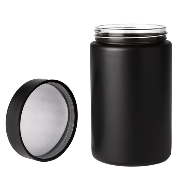 16 oz Toledo Glass Jar with Black Metal Lid - Glassnow