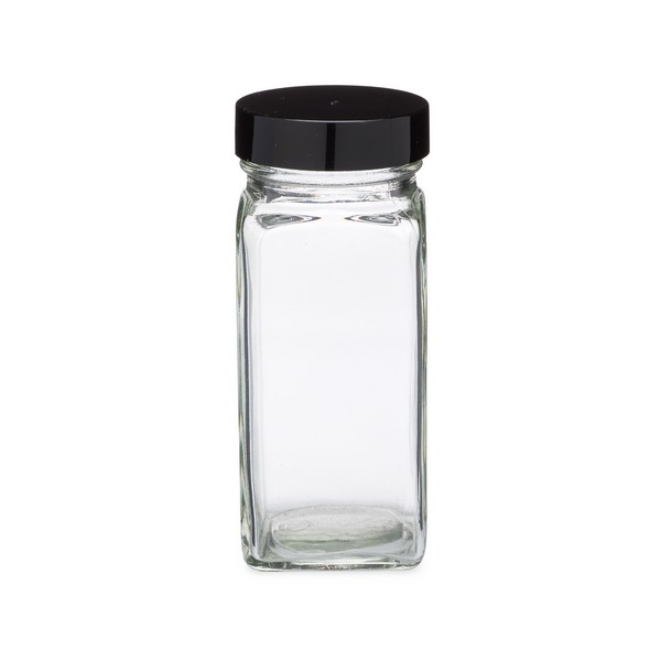 oz Clear Square Glass Spice Jar (Black Cap) Berlin Packaging