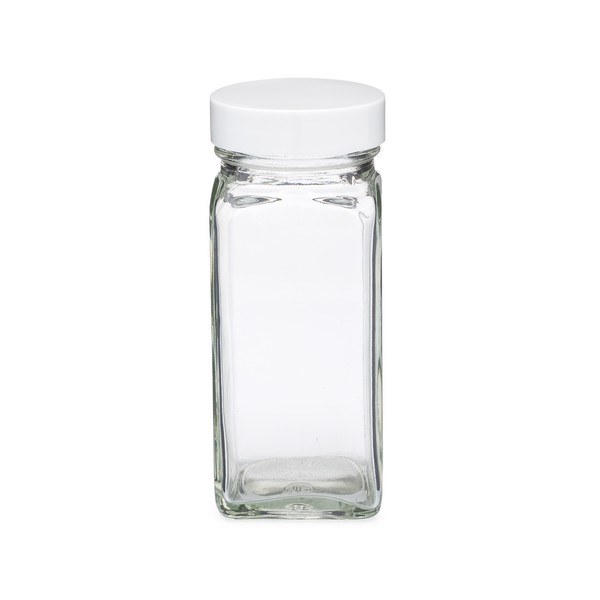 4 oz Clear Glass Square Spice Jars with Caps, Bulk