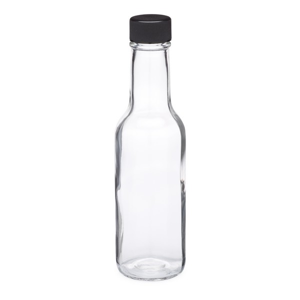 5 oz Clear Glass Woozy Bottle & Black Lid | Berlin Packaging