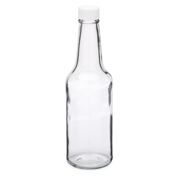 10 Oz Clear Glass Woozy Bottle And White Lid 24 414 Berlin