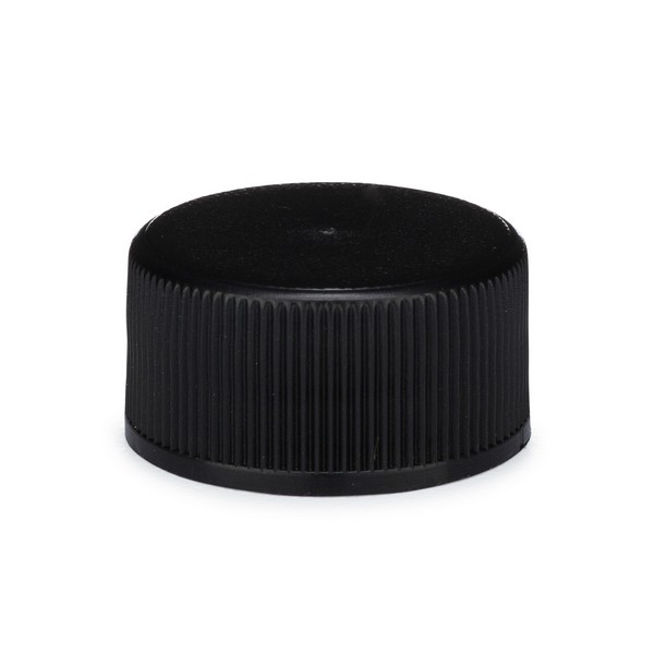 18-400 Black PP Ribbed Screw Top Caps (Foam Liner) | Berlin