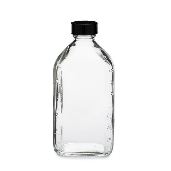 50ml Clear Glass Mini Bottles (Black Phenolic Cap) - Wholesale, 96/Case, Clear Type III 18-400