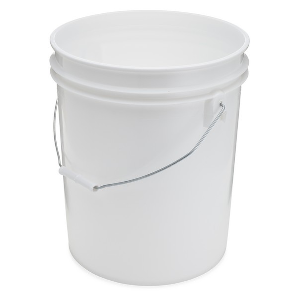 5 Gallon White HDPE Plastic Straight Sided Open Head Pail w/ White Cover.  Pipeline Packaging