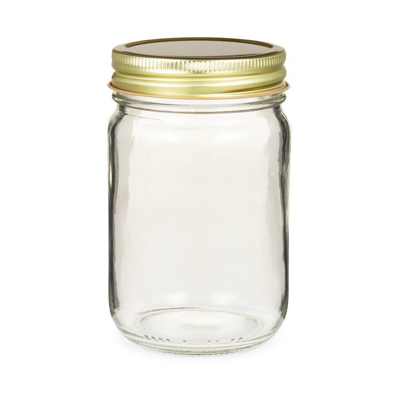 12 oz Clear Glass Mayo Jar (Gold Metal Cap) Berlin Packaging