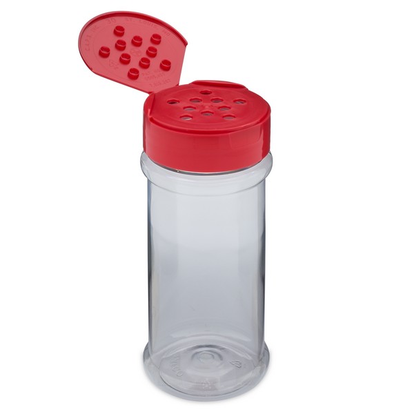 Spice Bottle 2oz (4fl.oz) Clear PET with Sift & Spoon Red Lid / Aluminum  Foil Seal Liner