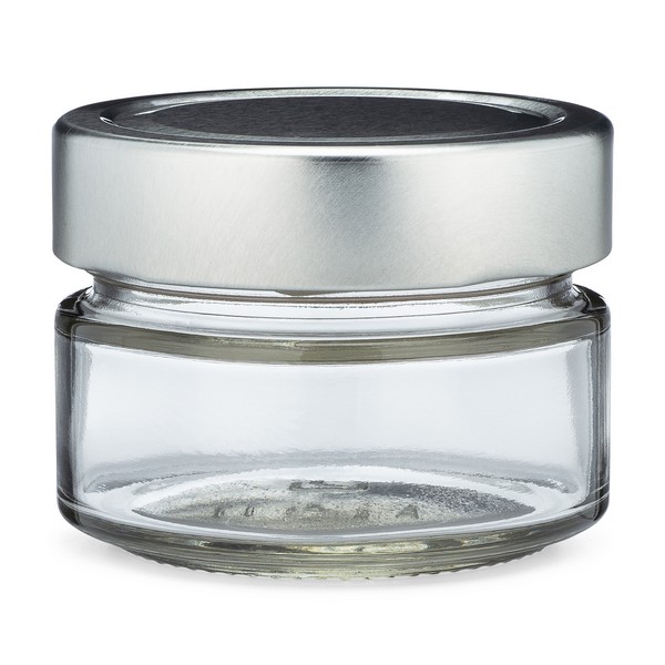 3oz Clear Glass Ergo Jar (Silver Cap) Berlin Packaging