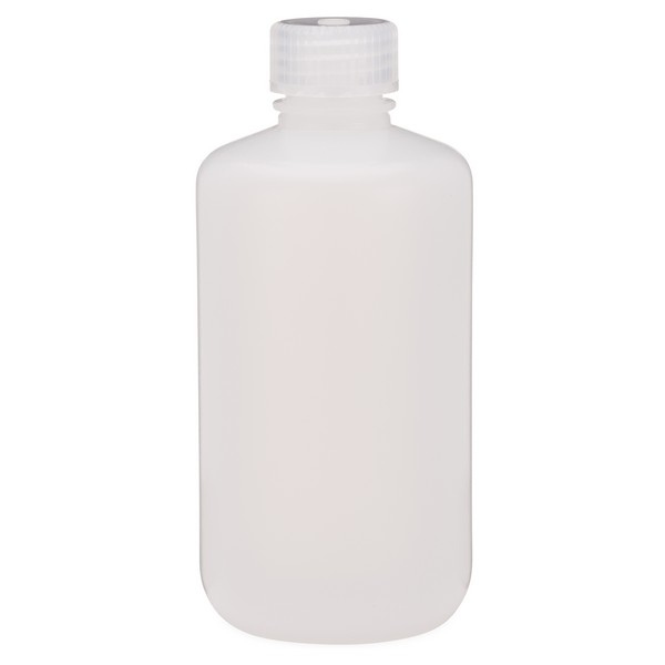 Leak Proof Water Bottles, Natural HDPE Narrow Mouth Bottles w/ Screw Caps