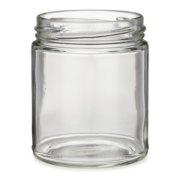 9oz Clear Glass Jars (Black Lug Cap) - 12/Case, Clear Type III 70 mm