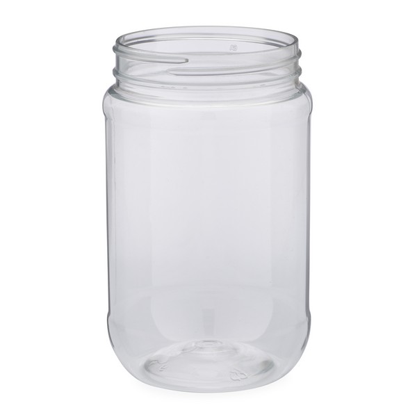 16 oz Clear PET Square Plastic Jar with White Flat Lid