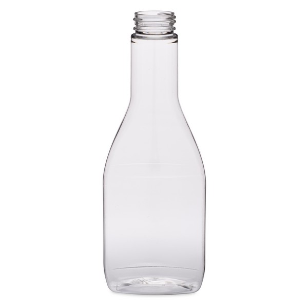 nicebottles Clear Glass Beverage/Sauce Bottles, 12 Oz, White Caps - Case of  12