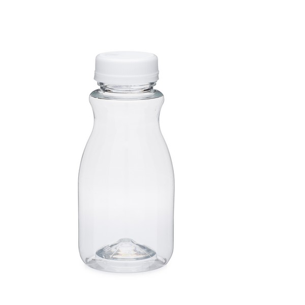 20oz Clear Pet Plastic Arched Square Beverage Bottles (Red Tamper-Evident Cap) - Clear 38 mm