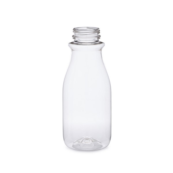 12oz Empty Clear PET Plastic Juice Bottles With Black Caps 