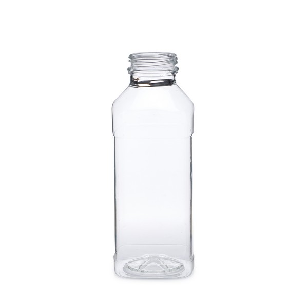 20oz Clear Pet Plastic Arched Square Beverage Bottles (Red Tamper-Evident Cap) - Clear 38 mm