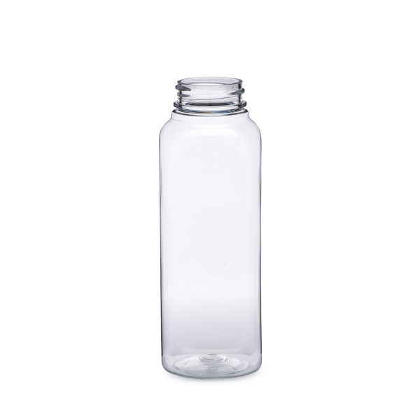 32oz Clear Pet Plastic Square Beverage Bottles (Red Cap) - Clear BPA Free 38-400