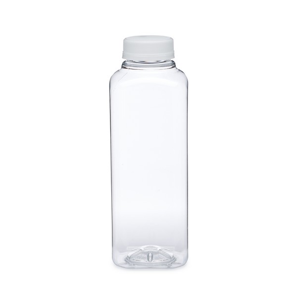 16oz (480ml) Clear PET Wide Mouth Square Beverage Bottle - 38-385 Tamper  Evident Neck