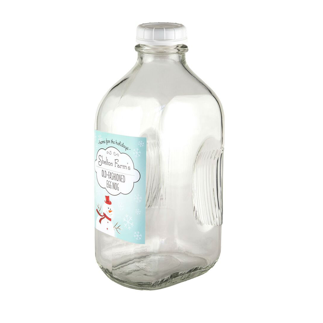 Stock Your Home 64 oz Glass Milk Bottles with White Caps - 2 Count