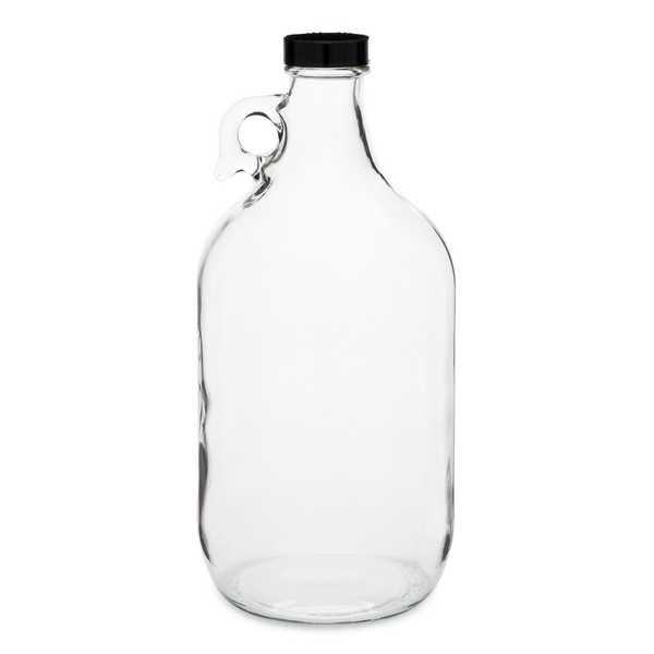 64 oz Clear Glass Growler (Black Phenolic Cap) Berlin