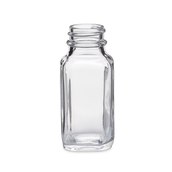 16 oz Clear French Square Glass Bottle with Black Cap