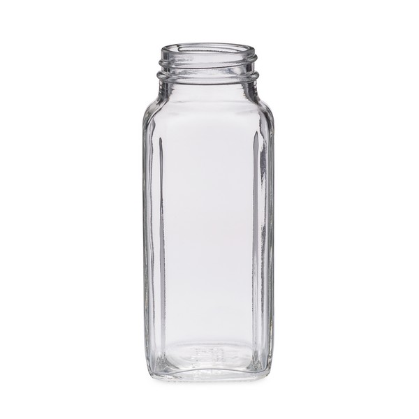 8 oz Clear Glass French Square Bottle - Wholesale, 84/case, Clear Type III BPA Free 43-400