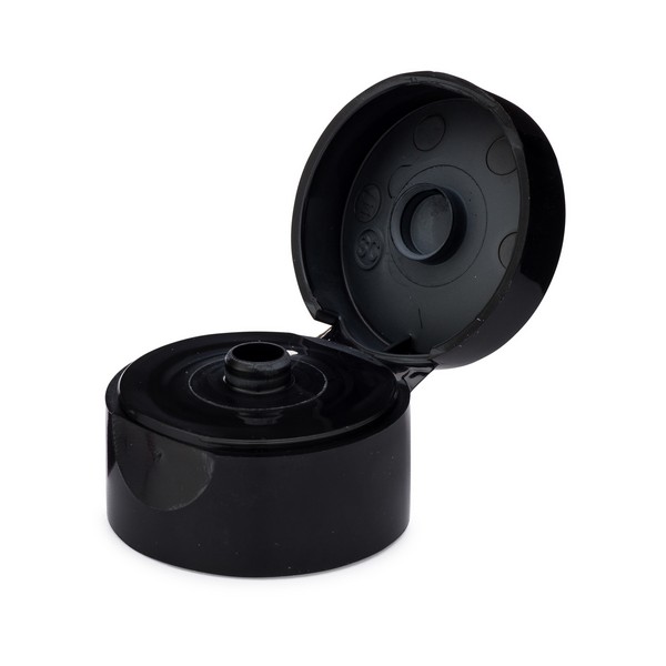 Black Polypropylene Plastic Unlined Flip Top Cap - 6030C03