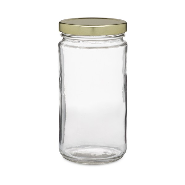 9oz Clear Glass Jars (Black Lug Cap) - 12/Case, Clear Type III 70 mm