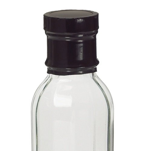 Clear Glass Woozy Bottles, 5 Oz with Red Caps and Shrink Bands — nicebottles